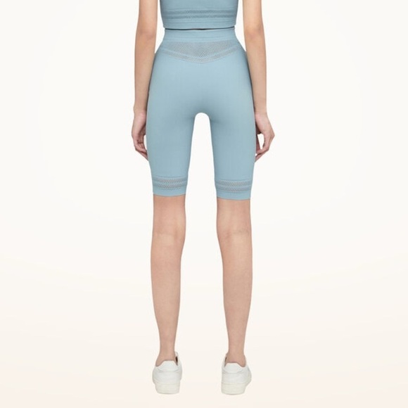 Wolford Net Lines Biker Short in Sky Blue Size L - Picture 3 of 10